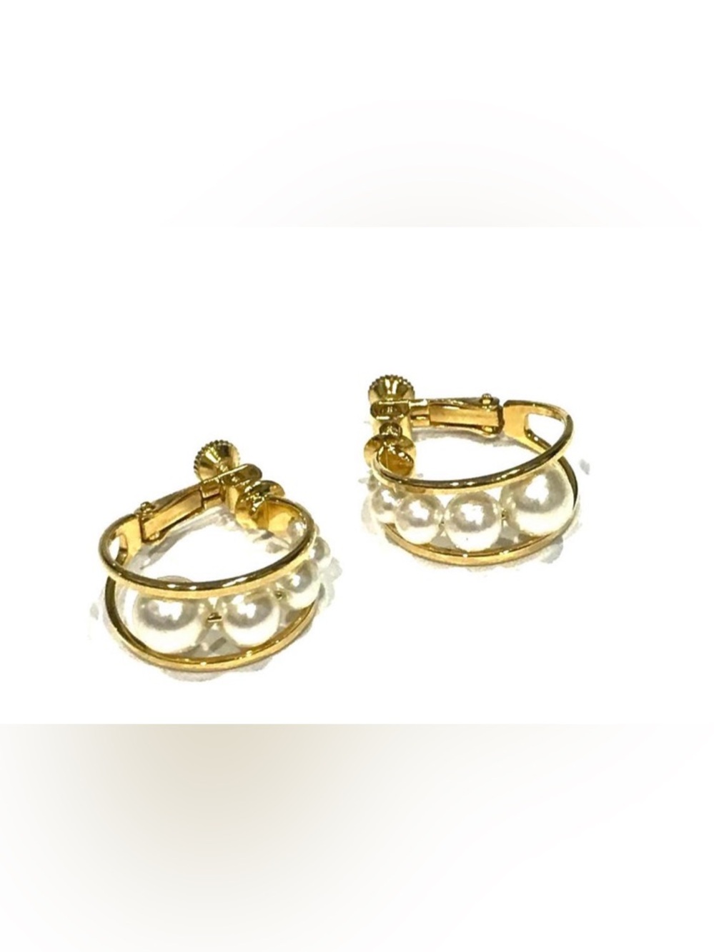 Napier Gold-Tone Hoop Earrings with Pearls